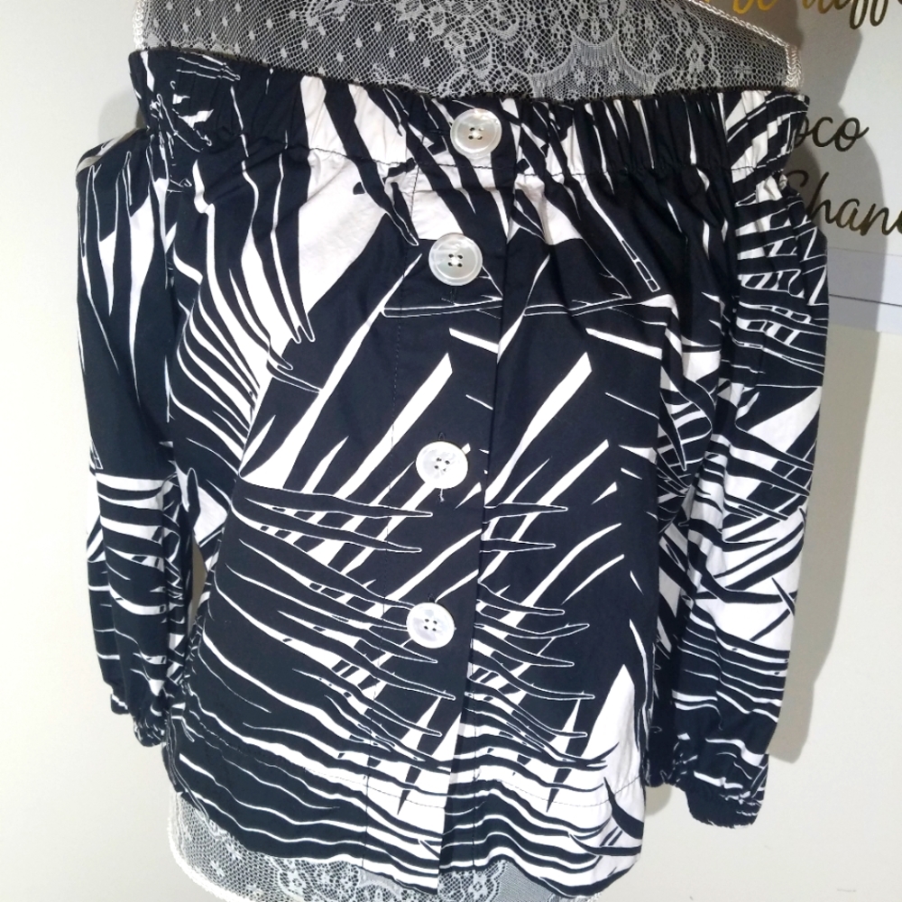 Marc Jacob's Off the Shoulder Black and White Top